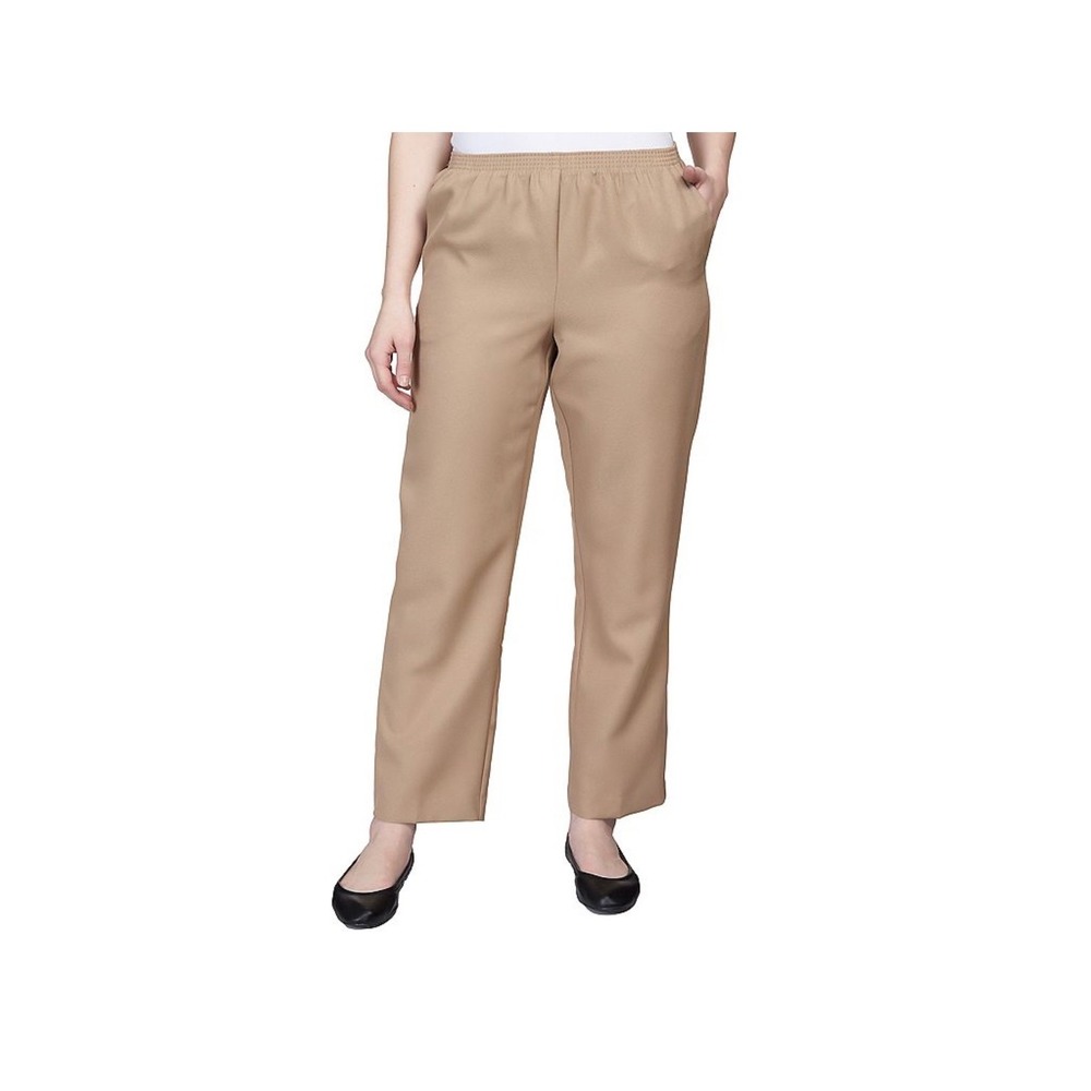 Alfred Dunner Classics Tan Elastic Waist Pull On Pants Petite 18P Womens Casual